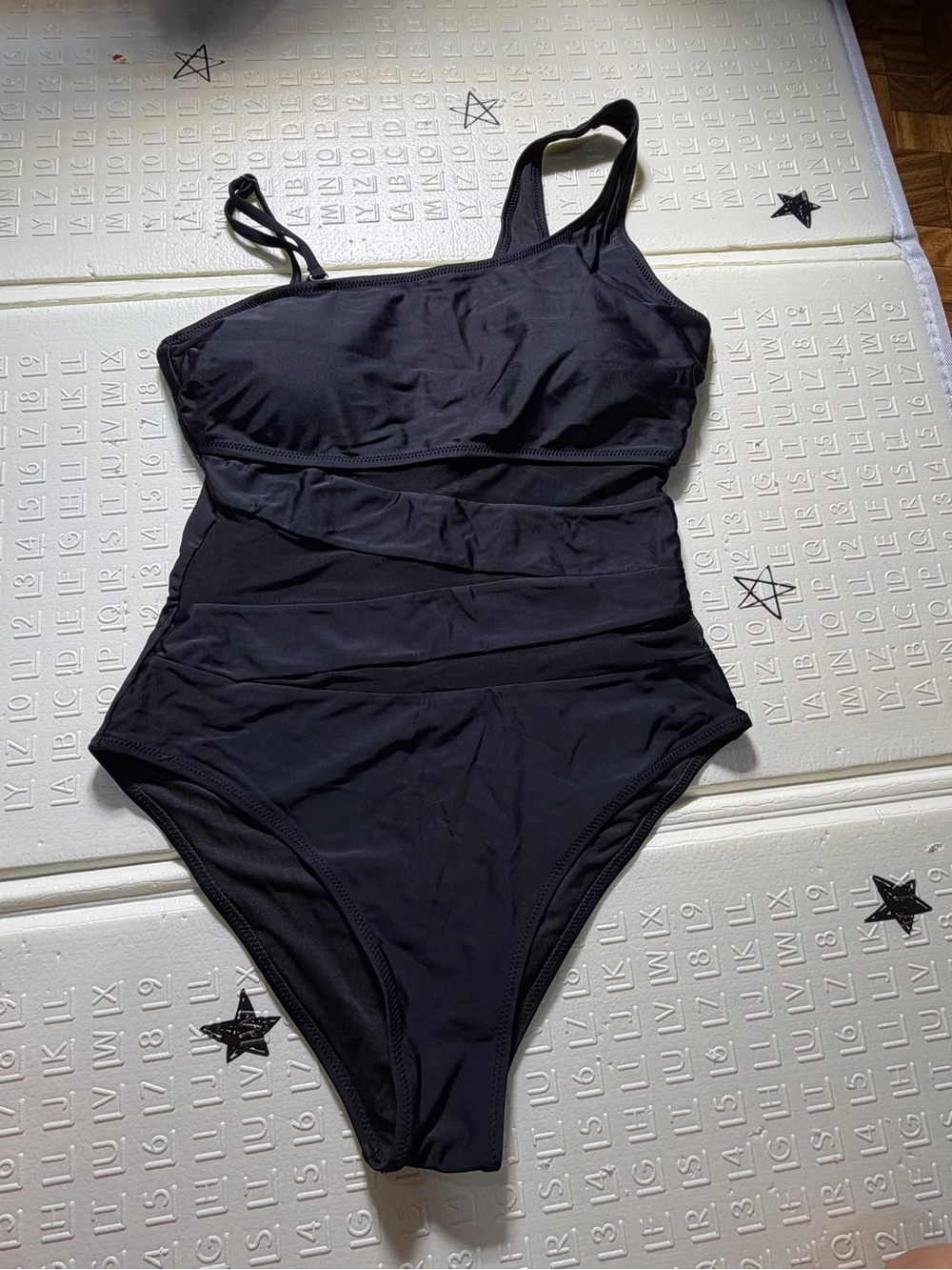 bloom Black Ruched One-Piece Swimsuit with Adjustable Straps